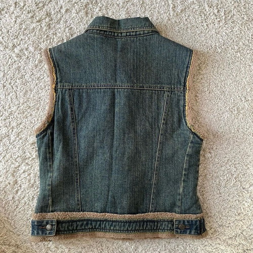Denim vest with fleece lining new, size M
