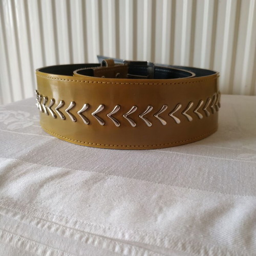 Wide olive belt used 100 cm x 5 cm