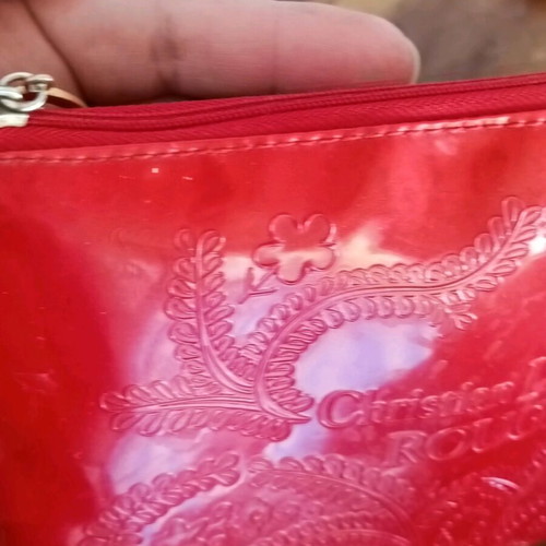 Christian Lacroix red patent leather toiletry bag used