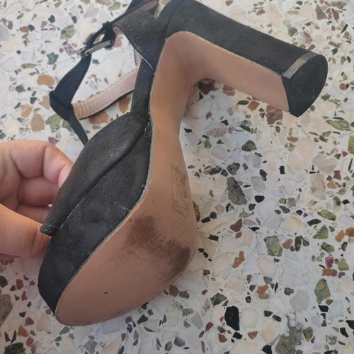 Suede high-heeled sandals used, size 38, black