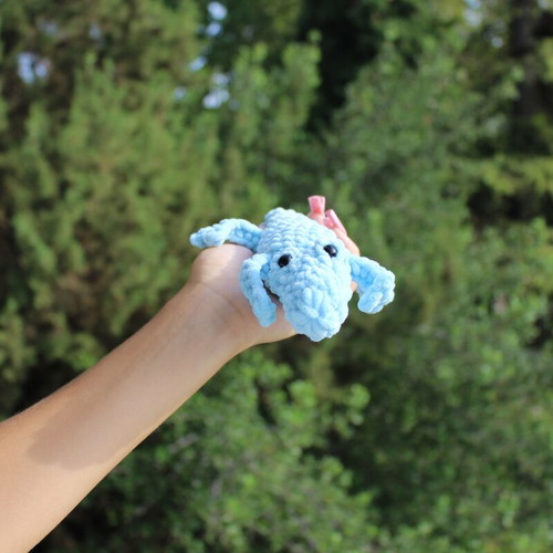 Handmade crocheted blue crocodile toy 27cm new