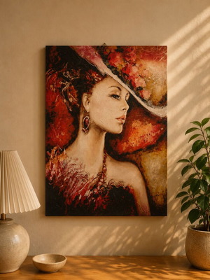 Decorative panel with woman in red