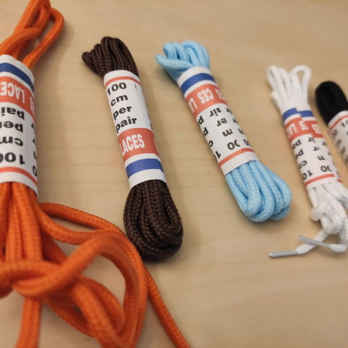 Shoe laces new, pack of 5 pairs, multicolor