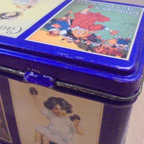 Cadbury's old metal chocolate biscuit tin used, empty