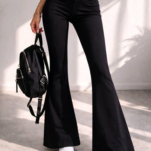Ribbed skinny flare pants black like new for girls 13-14 years