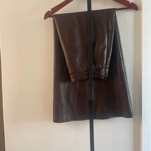 Zara leather skirt new, burgundy with removable black belt, size XS
