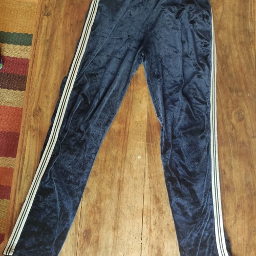 Women's velvet pants, blue and white