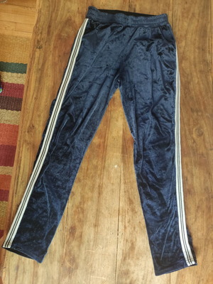 Women's velvet pants, blue and white
