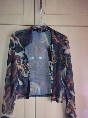 Stradivarius sheer shirt like new, beige and red, size S