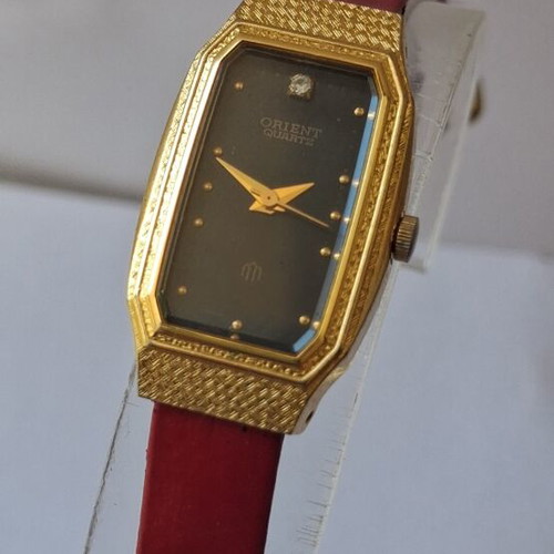 Orient women's watch used, black dial, gold case