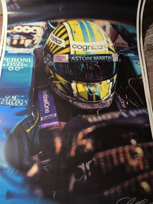 Sebastian Vettel 2021 Aston Martin signed poster like new