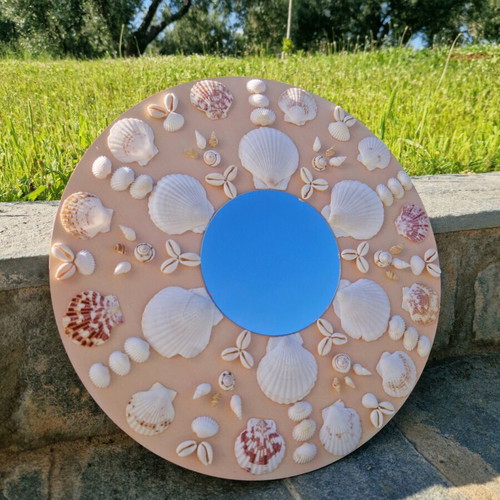 Decorative mirror with shells new, 40cm diameter