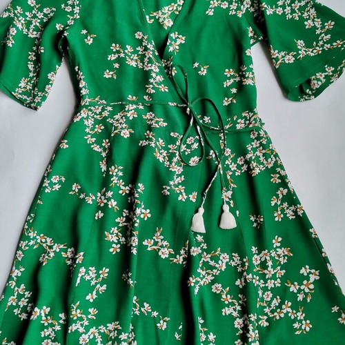 Faithfull The Brand Mini Wrap Dress Used, Green XS