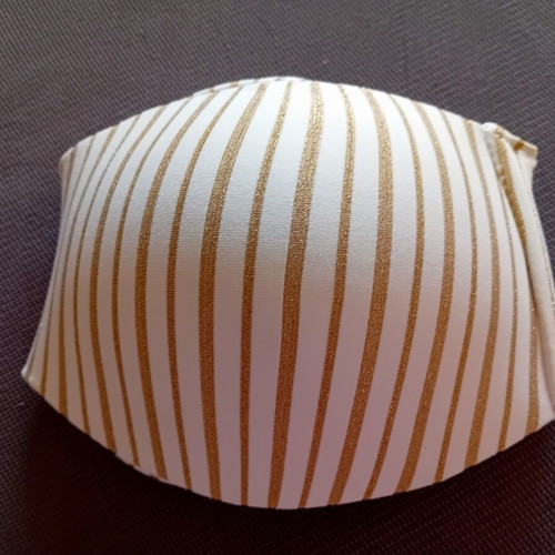 Strapless swimsuit bra like new, beige with gold stripes, size L