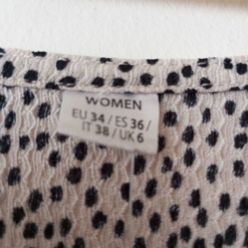 Pepco Mini Babydoll Dress XS, beige with black dots