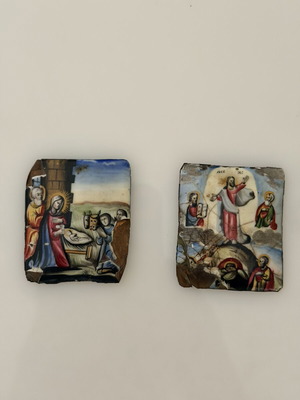 Russian enamel used, set of 2, 5x4 cm