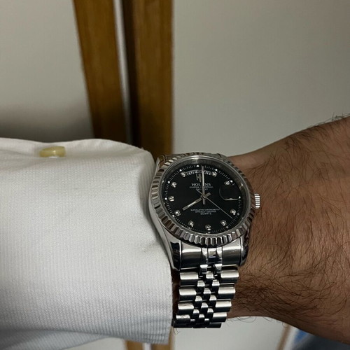 Holuns Datejust 36 mm Quartz watch like new, men's, black-silver