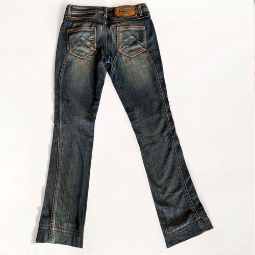 Just Cavalli denim pants like new with ostrich leather, size S