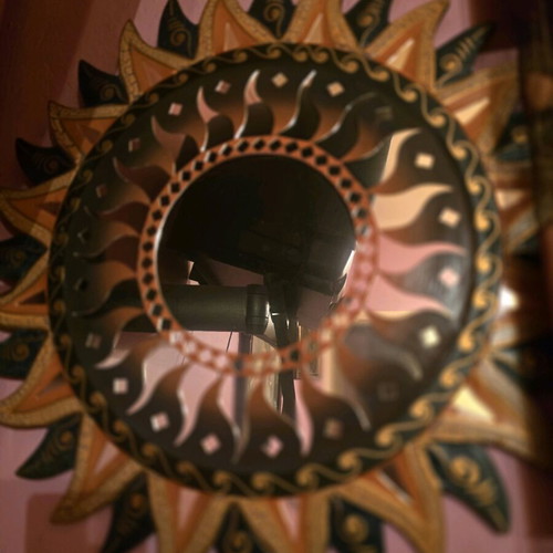 Wooden handmade mirror like new with sun design