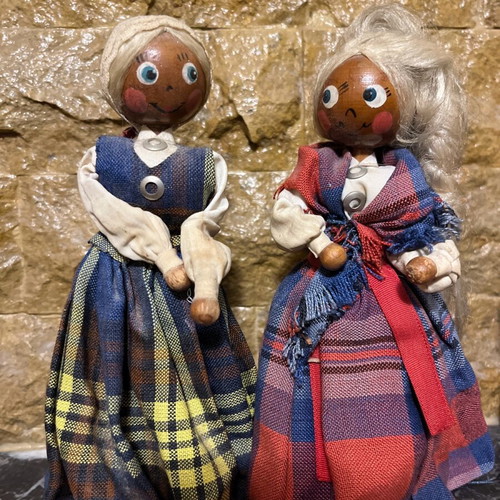 Traditional wooden dolls used, set of 2 from Epirus