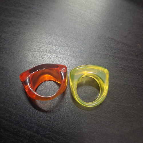 Plastic rings in bright colors