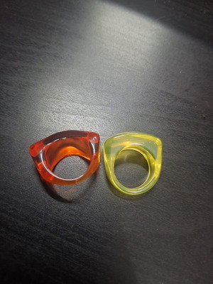 Plastic rings in bright colors