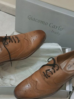 Ανδρικά δερμάτινα δετά παπούτσια Giacomo Carlo καινούργια, ταμπά νούμερο 44