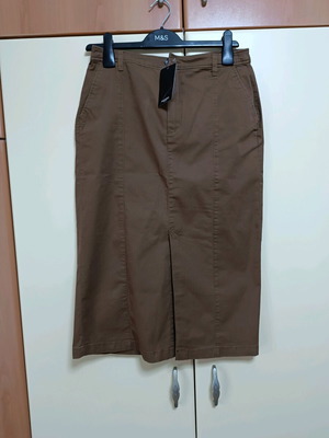 Midi brown cotton skirt Mango new, size S 36