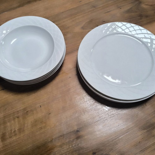 Ionia Hellas vintage porcelain plate set, 8 pieces, embossed design