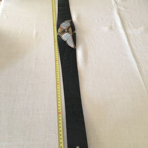 Women's vintage leather belt used, black, length 95 cm