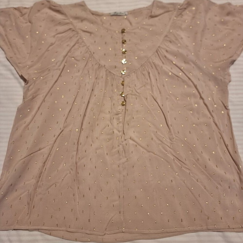 Regalinas women's blouse one size new dusty pink with gold details
