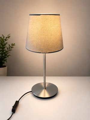 Table lamp 40cm gray fabric shade metal base like new
