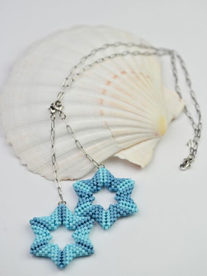 Necklace Two Stars in Blue made to order