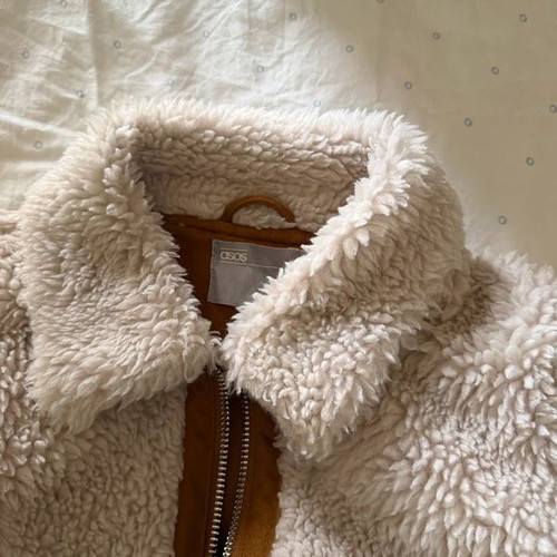 ASOS Teddy coat used, beige and brown, size S/M
