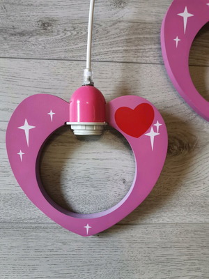 Double ceiling light with heart designs wood like new
