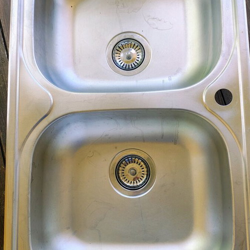 Νεροχύτης κουζίνας διπλός inox μεταχειρισμένος, 80x50cm