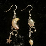 Handmade earrings with natural moon and star shaped pearls