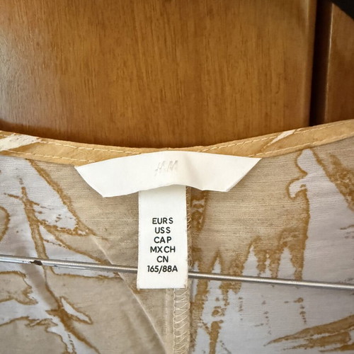 H&M wrap dress used, white and yellow, size S