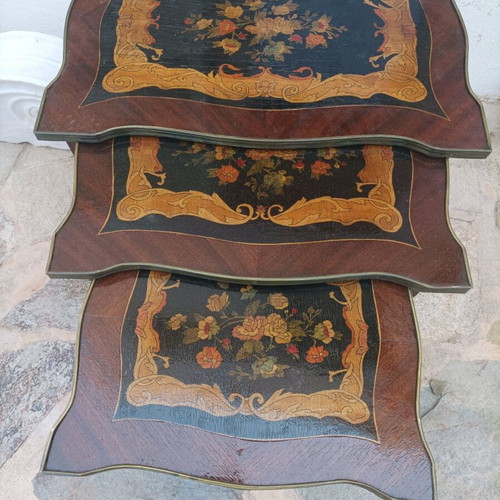 Nesting tables set of three with painting used