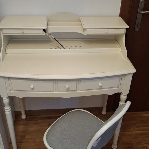 Trimar Wooden Secretary Desk used, romantic classic style, white