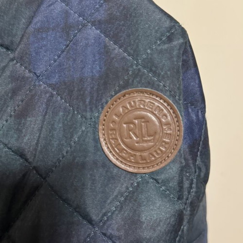 Ralph Lauren thin quilted jacket, blue/teal with brown corduroy collar