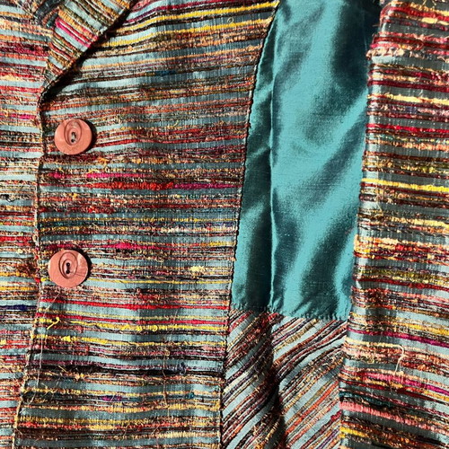 Silk jacket with colorful fringes