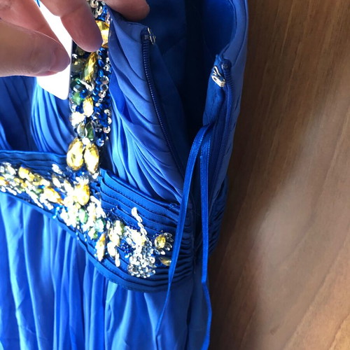 Formal long dress xl new, blue one-shoulder
