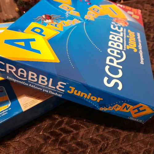 Scrabble Junior board game like new for children 6-10 years missing 4 blue tokens