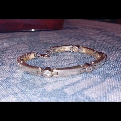925 Sterling Silver Link Bracelet very good condition with cubic zirconia