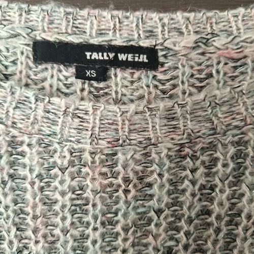 Knitted sweater like new, gray with multicolor threads