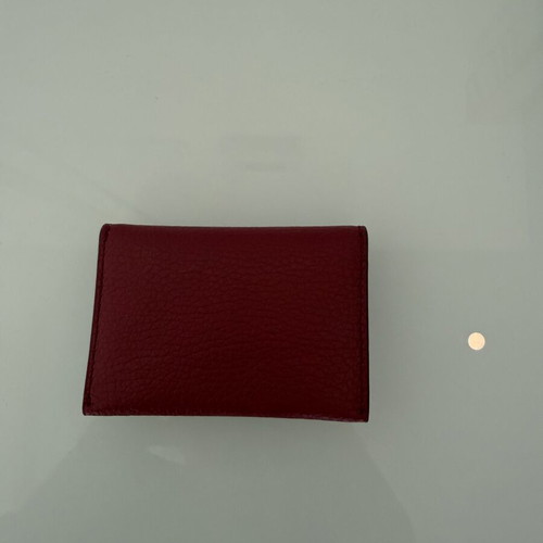 Coccinelle Metallic Soft Leather Card Holder, rich crimson red