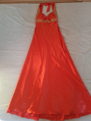 Coral long dress with sequins size medium for wedding or baptism like new