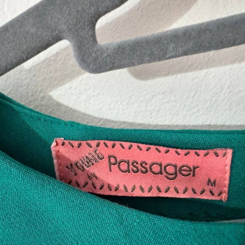 Passager emerald green midi dress with gold back zipper, like new, size M