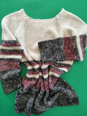 Vintage 90s striped knit sweater used with 3/4 sleeves